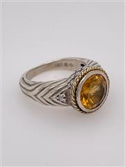 Andrea Candela 18K & Sterling Silver Citrine Stone Ring - Size 7